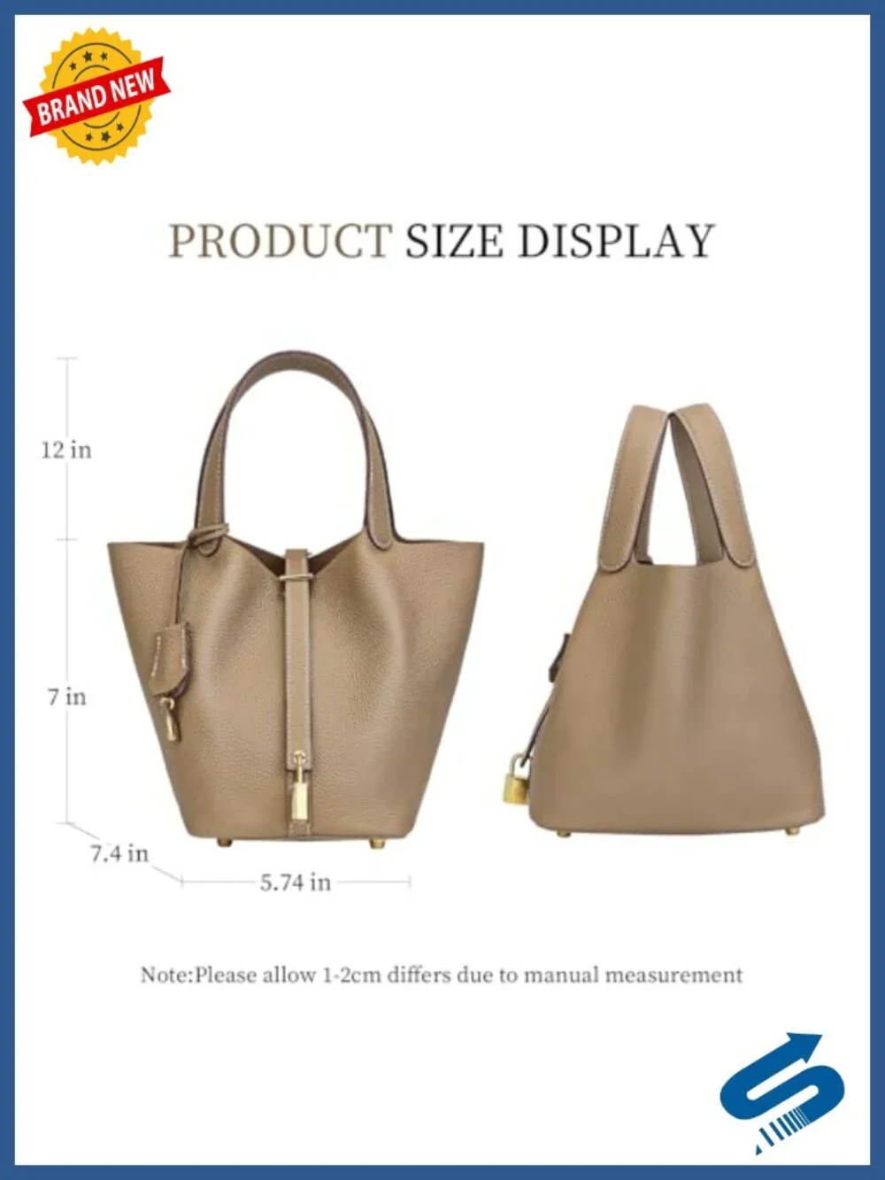 Genuine Leather Bucket Bag Tote Purse Handmade Italian Top-Grain Satchel